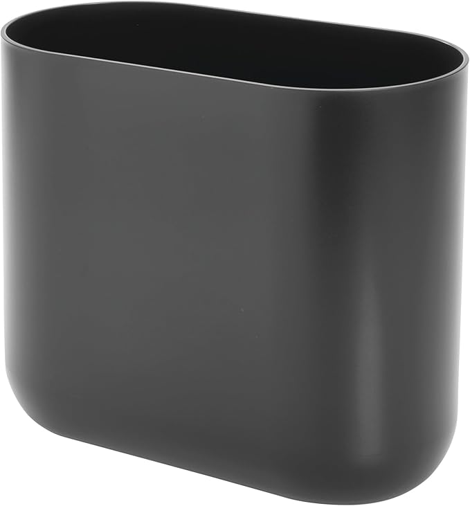 iDesign Small Slim Plastic Bathroom Trash Can, Garbage Can for Bedroom, Office, Desk, Dorm, Gray