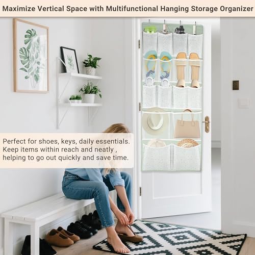 16 Pockets- Over Door Hanging Storage Organizer with 4 Kinds Pouch,Behind Closet Hanging Shelf Holder for Sock,Hat,Underwear,Travel Outfit,Shoes,Back of Door Space-saving Organization for Home,Dorm,RV - Image 4