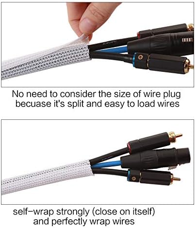 Alex Tech 6.6ft - 1.5 inch Cord Protector Wire Loom Tubing Cable Sleeve Split Sleeving for USB Cable Power Cord Audio Video Cable - Protect Cat from Chewing Cords - White - Image 2