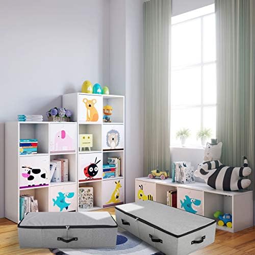 2PCS Foldable Under Bed Storage Container with Plastic Support Liner, Handles, Zipper lid, Sweater Pillow Blankets ClothesStorage Organizer for Bedroom and Closet, 29×15×7inch, Dark Grey - Image 5