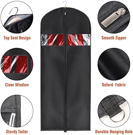 Univivi Garment Bag Suit Bags for Closet Storage, Black, 60 Inch, Set of 3 - Image 3