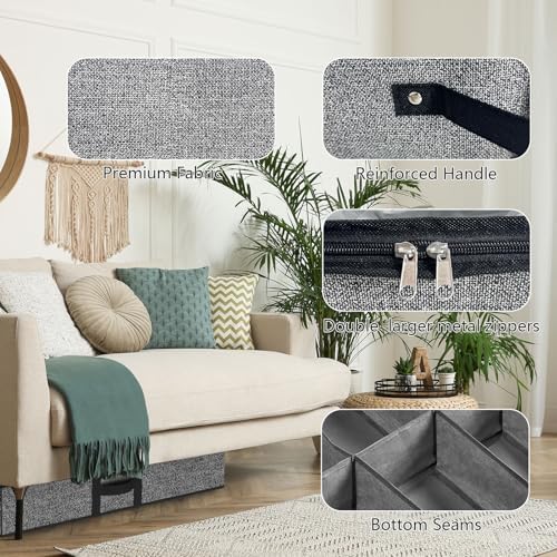 homyfort Under the Bed Shoe Organizer Fits 12 Pairs and 4 Pairs Boots,Sturdy & Breathable Materials,Underbed Storage Solution for Kids Men & Women Shoes,Great Space Saver for Your Closet Set of 2 - Image 6