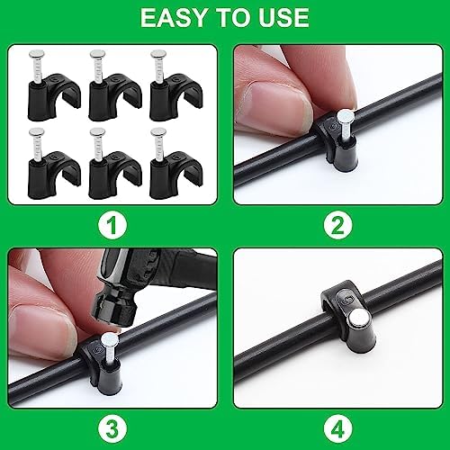 Black Half Clamp J-Hook with Nail, 0.16inch/4mm, 200pcs - Image 4