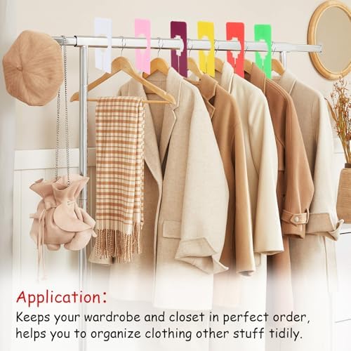 9 Pcs Closet Rack Dividers - 8 Colors Rectangular Plastic Hanging Clothing Hanger Dividers with Bonus Marker, Writable Reusable Closet Separators for Wardrobe Sorting Clothes Size Color Brand - Image 5