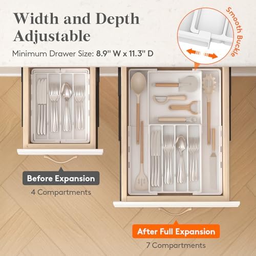 Lifewit Expandable Silverware Drawer Organizer, Utensil Tray for Kitchen - Image 6