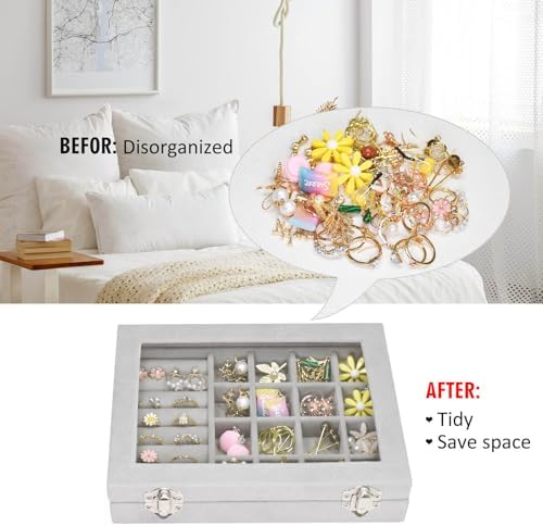 Vicoter Rings Organizer Tray 7 Slots Velvet Jewelry Earring Storage Box - Image 5