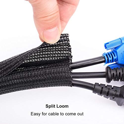 ZhiYo 20ft - 4/5 inch Cable Sleeve, Cord Wrap Wire Protector Tubing for Pets, PC Cable Wrap, Computer Cable Management Sleeve - Black - Image 2