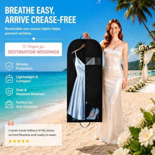 54in Wedding Suit Garment Bag & Garment Bag for Groom Suit with Shoe Pocket - Image 2