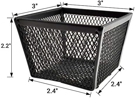 HAHIYO Stackable Paper Clip Mesh Holder Cup 2.2" Height 4 Pack Sturdy Paperclip Holder Container for Desk Drawer Organizer Collection for Home Office School Black Silver Soft Foam Feet No Sharp Edges - Image 3