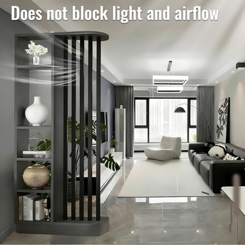 Wall Room Divider with Shelves Freestanding Room Divider with Storage Shelf Entrance Hall Partition Screen Column Floor to Ceiling Screen Column Floor to Ceiling,Khaki+White,L55 xW9 xH79 - Image 2