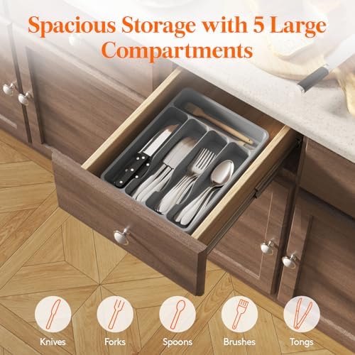 Lifewit Silverware Drawer Organizer Tray, Cutlery Storage for Kitchen - Image 4