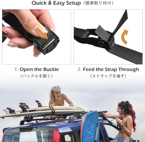 TRIWONDER Cinch Tie Down Strap Lashing Straps Heavy Duty Nylon Straps with Cam Buckles for Cargo, Trucks, Boat, Motorcycle,SUP, Kayak, Canoe, Trailer (01# Black - 2 Packs, 1.64 FT) - Image 4