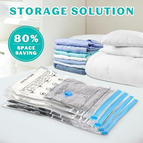 10 Pack Small Space Saver Vacuum Storage Bags Compression Seal Bags for Travel Clothing Luggage Blankets Comforters with Hand Pump - Image 2