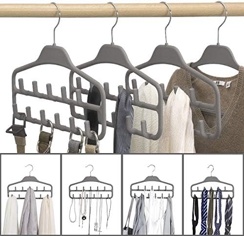 Belt Hanger Rack Holder for Closet, Sturdy Belt Organizer with 360 Degree Swivel, 11 Large Sturdy Belt Hooks, Non Slip Rubberized Belt Storage, Grey - Image 2