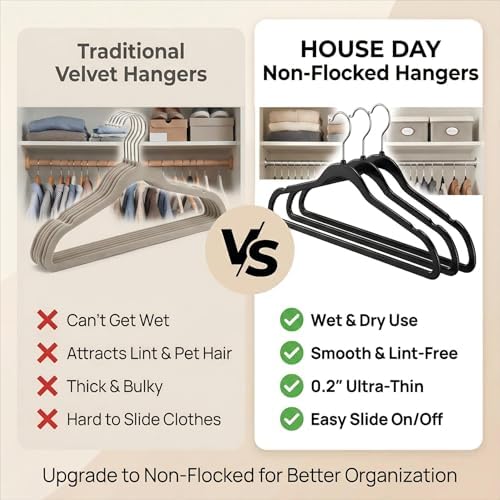 HOUSE DAY Black Plastic Hangers 50 Pack - Ultra-Thin Heavy Duty Non-Velvet - Image 6