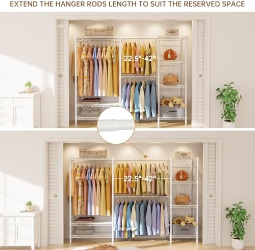 Golpart Heavy Duty Clothing Rack with Adjustable Shelves Clothes Wardrobe - Image 2