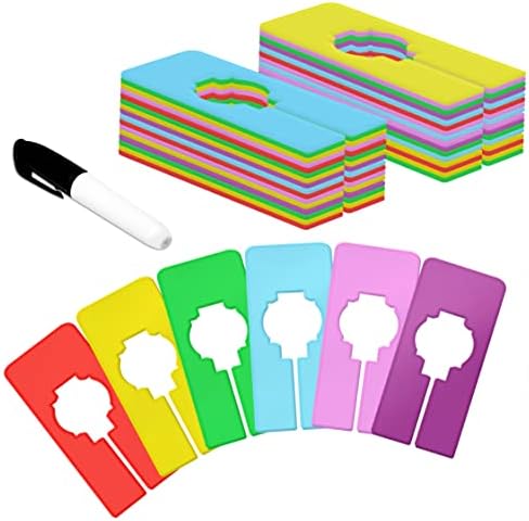 30 PCS Closet Rack Dividers, 6 Colors Rectangular Clothing Hanger Dividers with a Bonus Marker, Writable & Reusable for Sorting Clothes Size, Color Brand by VANTASII