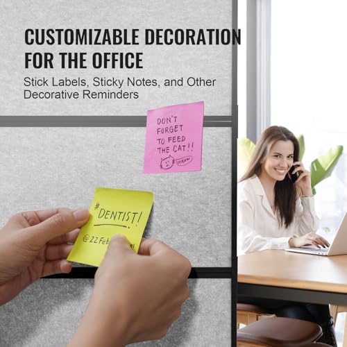 VEVOR Office Divider, 2 Panel Office Partition, Freestanding Office Divider Wall Partition & Privacy Divider Reduce Noise and Room Separation, Light Grey - Image 4