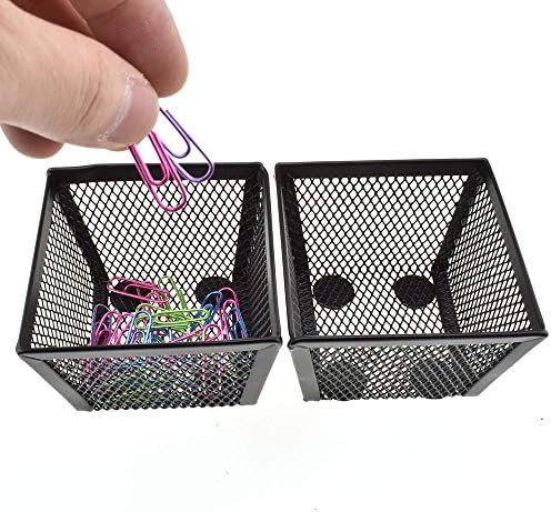 HAHIYO Stackable Paper Clip Mesh Holder cup 2.2" Height 2 Pack Black Sturdy PaperClip Holder Container for Desk Drawer Organizer Collection for Home Office School Soft Foam Feet No Sharp Edges - Image 5