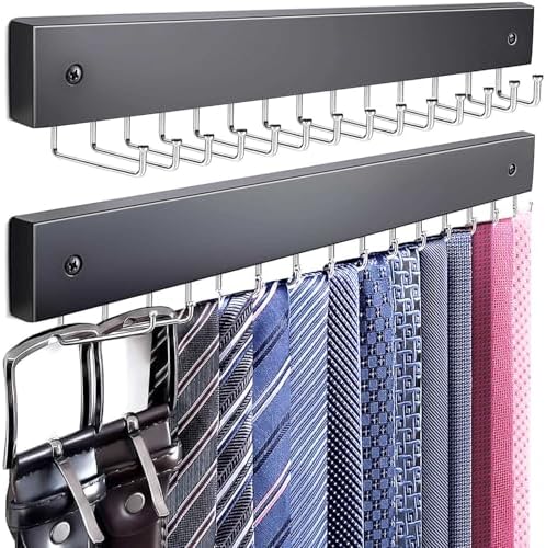 2-Pack Tie Rack Wall Mounted, Belt Hanger, Tie Organizer for Closet by Unknown