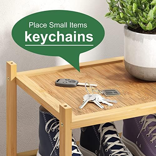 kiplant Small Shoe Rack, 4-Tier Bamboo Wood Shoe Rack for Entryway, Stackable Shoe Organizer for Hallway Closet, Free Standing Shoe Racks for Indoor & Outdoor - Image 4