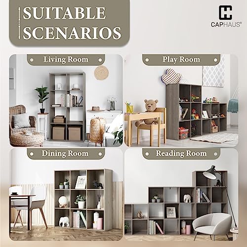 CAPHAUS Sturdy Room 11-Inch Cube Storage Organizer Shelf, with Thick Exterior Edge, Storage Shelf Divider w/Back, Bookcase, 8-Cube, Rustic Grey Oak - Image 6