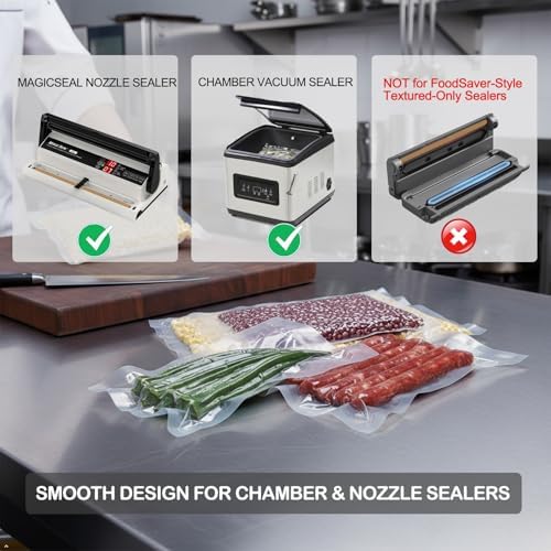 MAGIC SEAL Chamber Vacuum Sealer Bags Rolls - 12’’x50’ Smooth Rolls 2 Pack, BPA Free Great for Food Vac Storage & Sous Vide, Non-Textured, Not Compatible with FoodSaver-Type Vacuum Sealers - Image 5