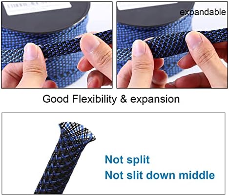 25ft - 1 inch PET Expandable Braided Sleeving – BlackBlue – Alex Tech Braided Cable Sleeve - Image 5