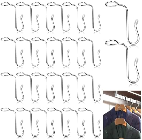 Sankoly 50 Pieces Hanger Connector Hooks Metal Hanger Extender Hooks Stable Clothes Connector for Different Clothes Hangers, 8.7 mm/0.34 Inch Hole Diameter, Silver by Sankoly