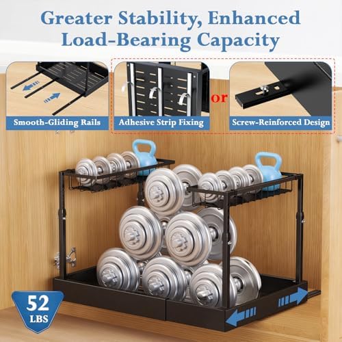 Under Sink Organizer, 2-Tier Slide Out kitchen Storage Metal Shelf, Black - Image 5
