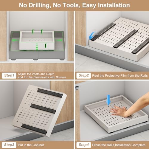 Fokyfok 2Pc Pull out Cabinet Organizer,11"-16"W,17"-24"D,Expandable - Image 5