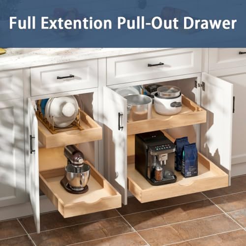Pull Out Cabinet Drawers - 6x2 Size Options (12-23'W,18-21'D), Pre-Assembled with Soft Close Slides, Solid Beechwood, Easy Installation (14'W x 21'D) - Image 3