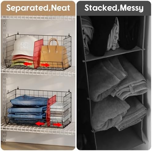 Jautokerdar 3 Tier Closet Hanging Shelves with Divider, Extra Large Closet Organizers and Storage, Clothes Hanging Organizer Clothing Sweaters Handbags Clutches Accessories - Image 6