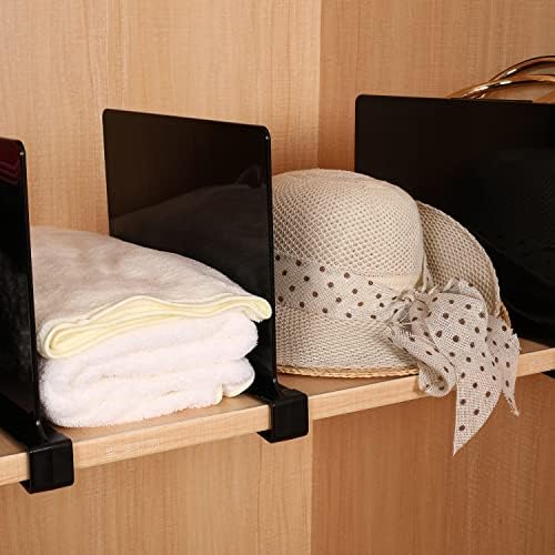 Sooyee 8 Pack Black Acrylic Shelf Dividers, Perfect Perfect for Closets Kitchen Bedroom Shelving Organization to Organize Clothes Closet Shelves, Books,Towels and Hats, Purses Separators - Image 4