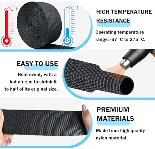 Heat Shrink Wire Loom, 20FT-1/4 Inch 2:1 Nylon Fabric Tubing - Image 3