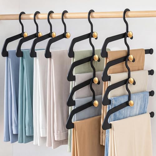 Hangers for Pants 20-Pack, Space Saving Closet Organizer for Jeans Slacks,Non-Slip Hanger for Leggings,Jeans, Slacks, Scarves (Black) by Myfolrena
