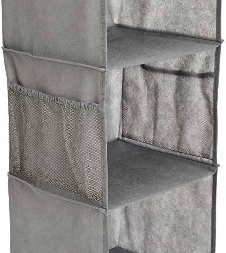 Amazon Basics 6-Tier Hanging Closet Shelf Organizer with Pockets, Clothes Storage for Sweaters and Clothing,8" Dx12 W x 9" L x 8.5" H, Grey (Pack of 10) - Image 4