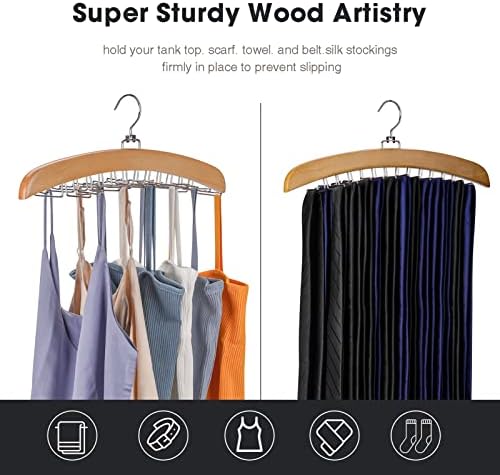 Tie Hanger 24 Hooks Tie Racks For Men Closet, Tie Rack With Upgraded 360°Rotating,Tie Hangers For Men,Tank Top Hanger,Neck Tie organizer,Belts Scarves Accessories for Bras,Tank Tops,Camisoles… - Image 5