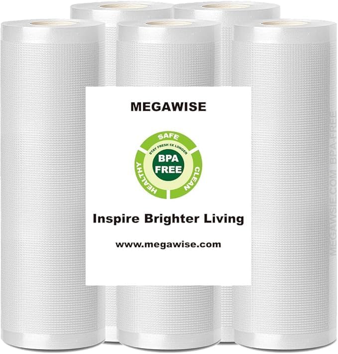 MEGAWISE Embossed Vacuum Sealer Rolls, BPA-Free Food Storage Bags by MEGAWISE