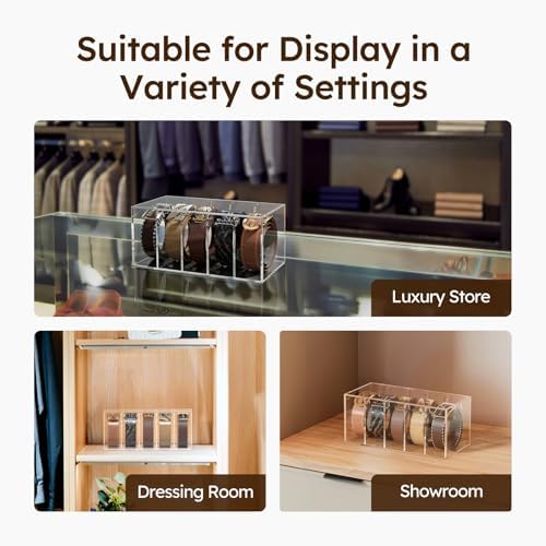 FEMELI Acrylic Belt Organizers for Closet 5-Slots Belt box with Dust Cover - Image 4