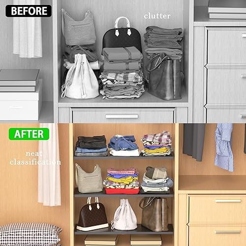 Closet Shelf Expandable-Large Metal Storage Rack DIY Divider Separator for Cabinet Wardrobe Cupboard Pantry Kitchen Bathroom (Perforated,Black, W: 11.81" x L: 17" to 31") - Image 5