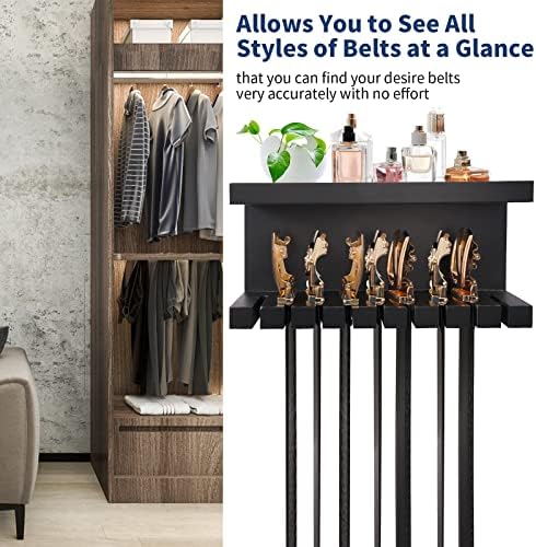 Yamahiko Belt Organizer - Wall Mounted Hanger with Double Shelving, Universal Rack for Men & Women, Black - Image 5
