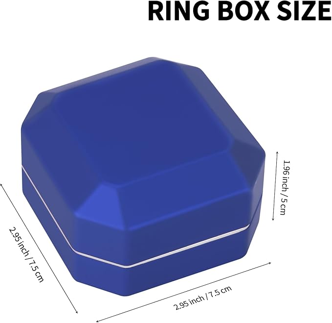 Luxury LED Jewelry Earring Pendant Stud Box, Velvet Earring Necklace Gift Box Storage Case Organizer Holder for Proposal Engagement Wedding Anniversary Birthday Ceremony (Blue)