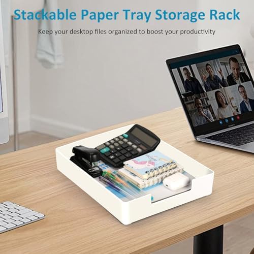 Paper Tray, 1-Pack Letter Tray, Desk Tray Organizer, Plastic A4 Letter-Size Printer Paper Holder, Rectangular Desktop Stackable File Mail Document Storage Container for Office Supplies School Home - Image 7