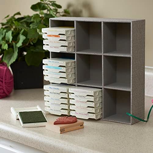 Household Essentials Drawer Organizer Tray with Fabric Cover and 9 Square Compartments, Gray, Set of 2 - Image 4