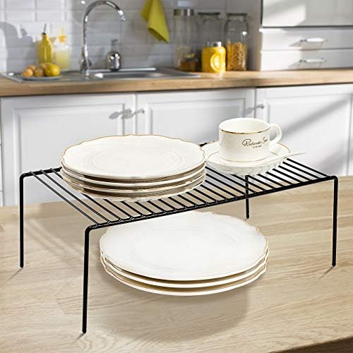 iPEGTOP Set of 6 Large (15.7 x 9.4 Inch) Kitchen Cupboard Organiser, Freezer Cabinet Storage Metal Shelf Wire Rack, Rustproof Steel Shelves for Fridge Pantries Countertops Utensils, Black - Image 6