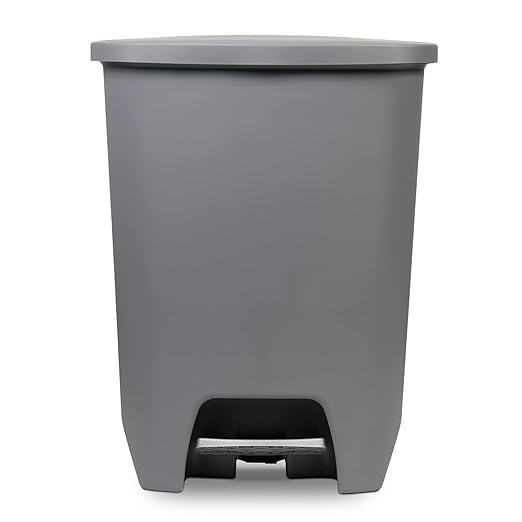 Glad Kitchen Trash Can | Large Plastic Waste Bin with Odor Protection of Lid | Hands Free with Step On Foot Pedal and Garbage Bag Rings, 20 Gallon, Grey