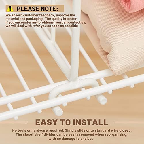 Amylove 12 Pcs Wire Shelf Divider for Wire Shelves Closet Organization Clothes Wardrobe Separators Closet Organizer Dividers Storage Rack Separator for Cabinets Kitchen Office, White - Image 4