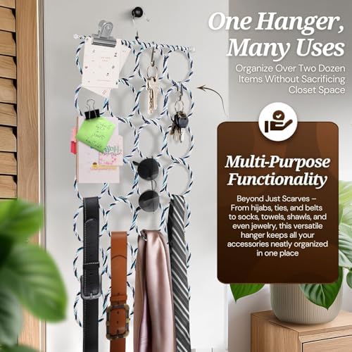 Flexzion Scarf Hanger, 28-Loop Closet Organizer, 1 Pack, Color May Vary - Image 4