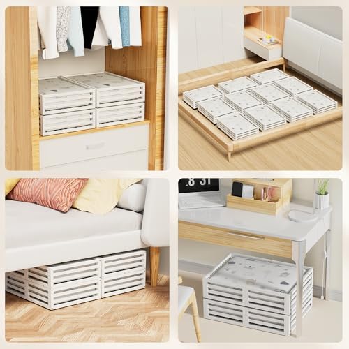 Under Bed Storage with Wheels-Large Bamboo Underbed storage Containers with Large Dust Bag Stackable Under the Bed Shoe Storage Bins for Clothes Books Bedding (2 Packs White, 23.62"L×16.54"W× 6.51"H) - Image 7